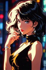 Naklejka premium Retro Chic: A Vintage Portrait of Confidence and Allure