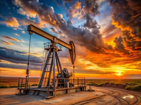 Permian Basin Oil Pump, Oil Rig, Energy Industry, Crude Oil Production, Downstream Facility, Industrial Photography