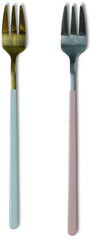 Gold and Blue, Silver and Pink Handled Fork with Transparent Background
