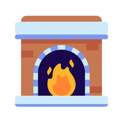 Illustration of cozy fireplace. Fireplace icon isolated. 