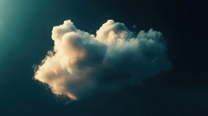 a lifelike image of a cloud, suspended mid-air, natural gradients in texture and light, vivid highlights and realistic softness, deep black void in the background, captured with a 4K ultra-resolution 