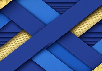 Abstract Blue Gold Geometric Pattern Background