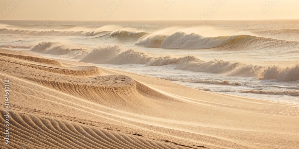 Aufkleber the ocean waves are crashing against the shore, creating a beautiful