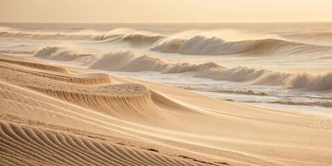 Fototapeta premium The ocean waves are crashing against the shore, creating a beautiful