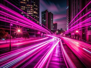 Pink Long Exposure Light Trails at Night - Abstract Urban Photography
