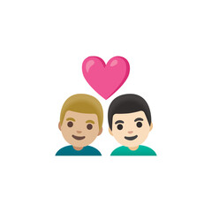 Fototapeta premium Couple with Heart Emoji (Male-Male) 