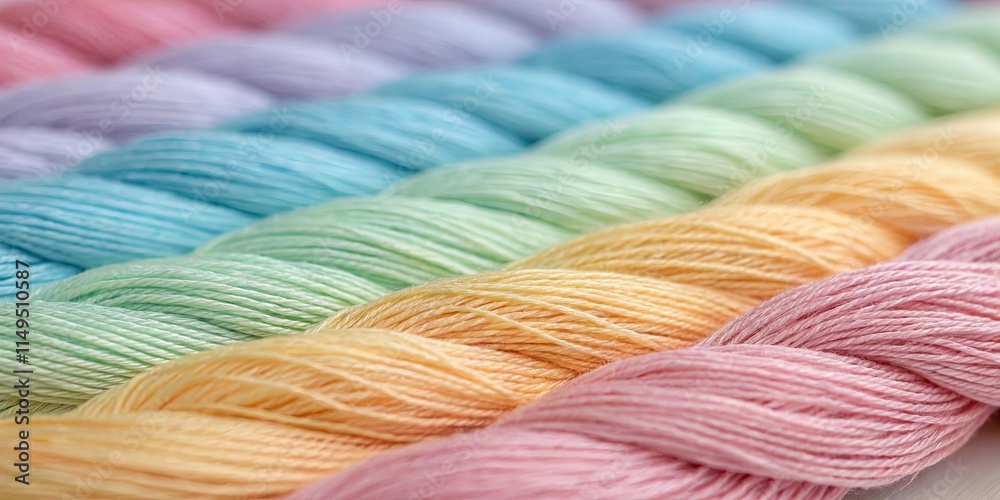 Aufkleber a row of colorful yarns are shown, with each one a different color