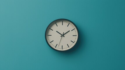 Simple Wall Clock on Teal Background Showcasing Modern Design Elements