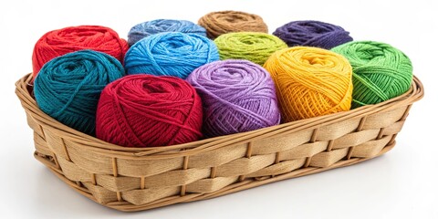 A basket full of colorful yarns