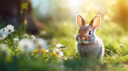 Fototapeta premium cute animal pet rabbit or bunny smiling and laughing isolated with copy space for easter background, rabbit, animal, pet, cute, fur, ear, mammal, background, celebration,