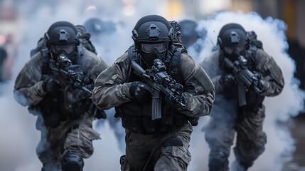 Soldiers in Combat: A Military Operation in Progress