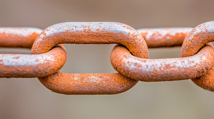 Fototapeta premium Close-up of rusty metal chain links