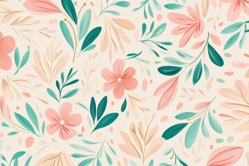 Beautiful pastel color flowers and leaves in spring theme.