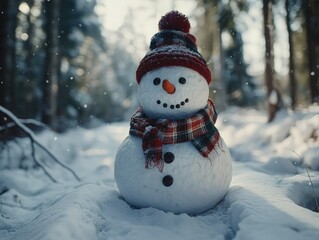 Obraz premium Santa Claus Snowman in Forest