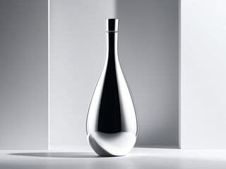 Tall Silver Bottle with Elegant Shadows