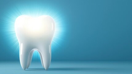 Dental care action bright white tooth showcase studio setting 3d graphic design