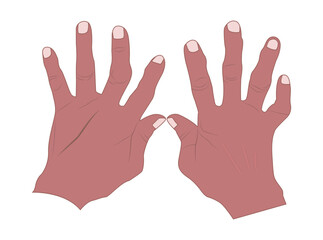 illustration of an old hand with bent and weathered fingers, symbolizing the resilience and dedication of a hard worker. Ideal for highlighting themes of hard work, aging, wisdom and the human story