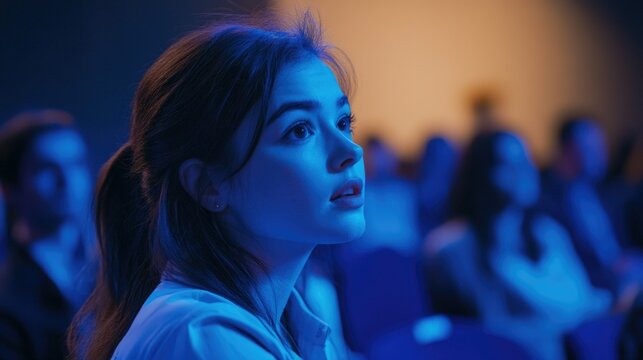 Contemplative woman at event