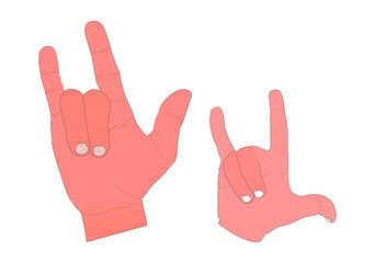 Illustration of dynamic hand gestures of father and son iconic rock 'n' roll signature, music concert, concert poster, band merchandise, album cover, or statement design for apparel and accessories