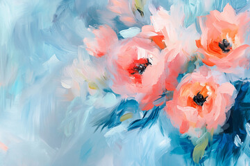 Abstract oil painting flowers wallpaper, art oil painting background