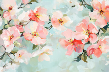 Abstract oil painting flowers wallpaper, art oil painting background