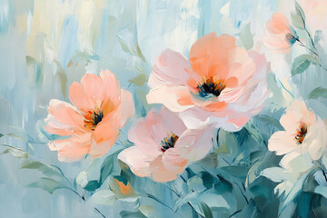 Abstract oil painting flowers wallpaper, art oil painting background