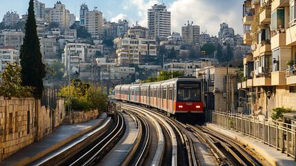 Fototapeta premium Traveling by train, the prosperity, the beauty of convenient and fast travel