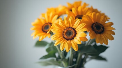 Bright yellow sunflowers, cheerful bouquet.