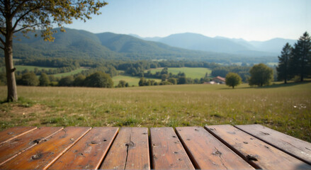 wooden bench in the mountains