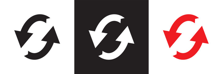 Exchange or sync icon in three color. Vector illustration. isolated on white and black background. EPS 10
