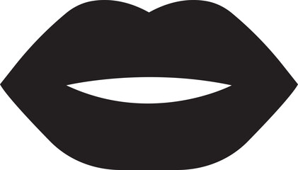 Lip gesture black flat icon. Mouth expressing emotions sign. Design element for romantic poster. love symbol. Concept of beauty, minimalist style and fashion print isolated on transparent background.