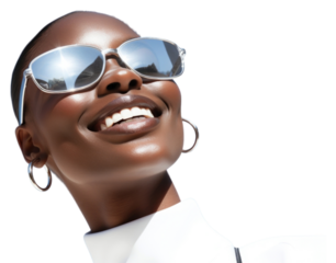 PNG Black young woman smiling wearing a white sunglasses exposing her eyes smile fashion adult.
