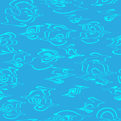 
Seamless abstract vector pattern with blue water waves on a blue background. For designing prints on fabrics, packaging and for creating interiors and scenes in an abstract style