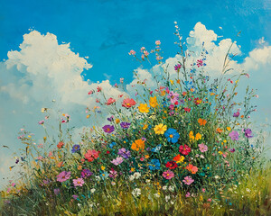 Abstract oil painting flowers wallpaper, art oil painting background