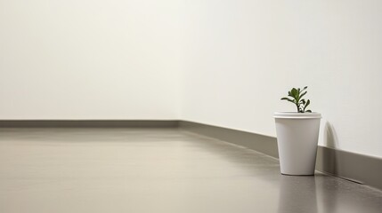 Clean and Modern Office Environment with Potted Plant in Minimalist Space