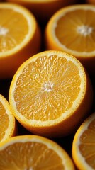 Close-up of juicy orange halves, vibrant citrus fruit.
