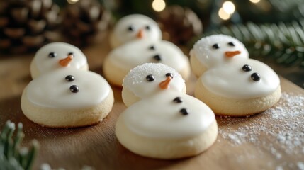 Frosted Snowman Cookies Close Up