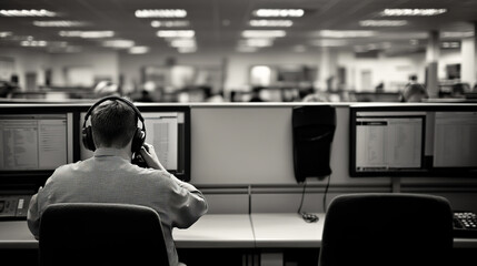 Busy Call Center with Customer Service Agents Assisting Clients in a Professional Environment