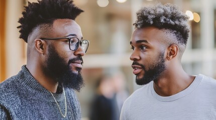 Senior Employee and Junior Employee Engaging in Thoughtful Conversation Outdoors