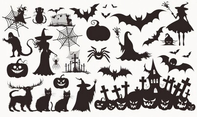 Obraz premium Halloween Silhouettes Collection