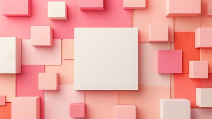 Obraz premium Geometric Blocks in Shades of Pink and White on a Soft Background