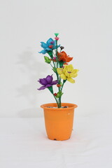 colorful flowers in a pot