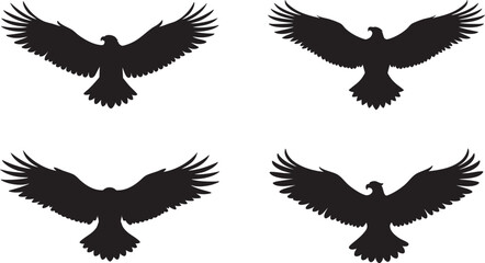 Pigeons silhouettes set isolated on white background. Vector illustration.