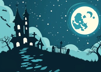 Haunted Mansion Under a Full Moon
