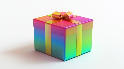 Obraz premium Colorful Gift Box with Shiny Bow Ideal for Celebrations, Holidays, Birthdays, and Festive Events in Bright Rainbow Colors
