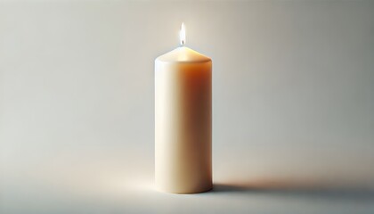 Set of pillar candles with flames illuminated, cut out