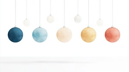Colorful Decorative Spheres in Soft Tones Hanging Against a Minimalist Background for Artistic Home Decor