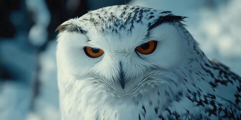 Naklejka premium White owl with orange eyes