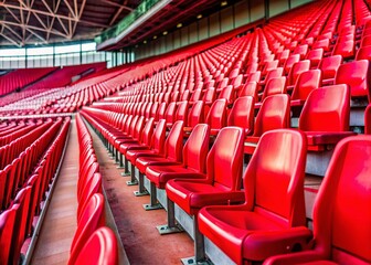 Red Stadium Seats: Empty Rows of Vibrant Seating in a Large Arena