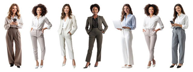 PNG Diverse professional women standing confidently, element set on transparent background